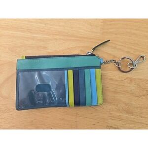 ILI New York Genuine Leather Keychain‎ Zip ID Card Case With RFID